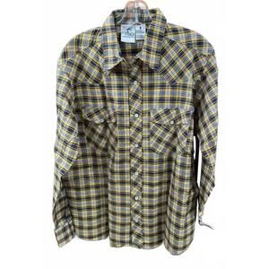 NEW BLING A GOGO women's plaid western shirt in yellow